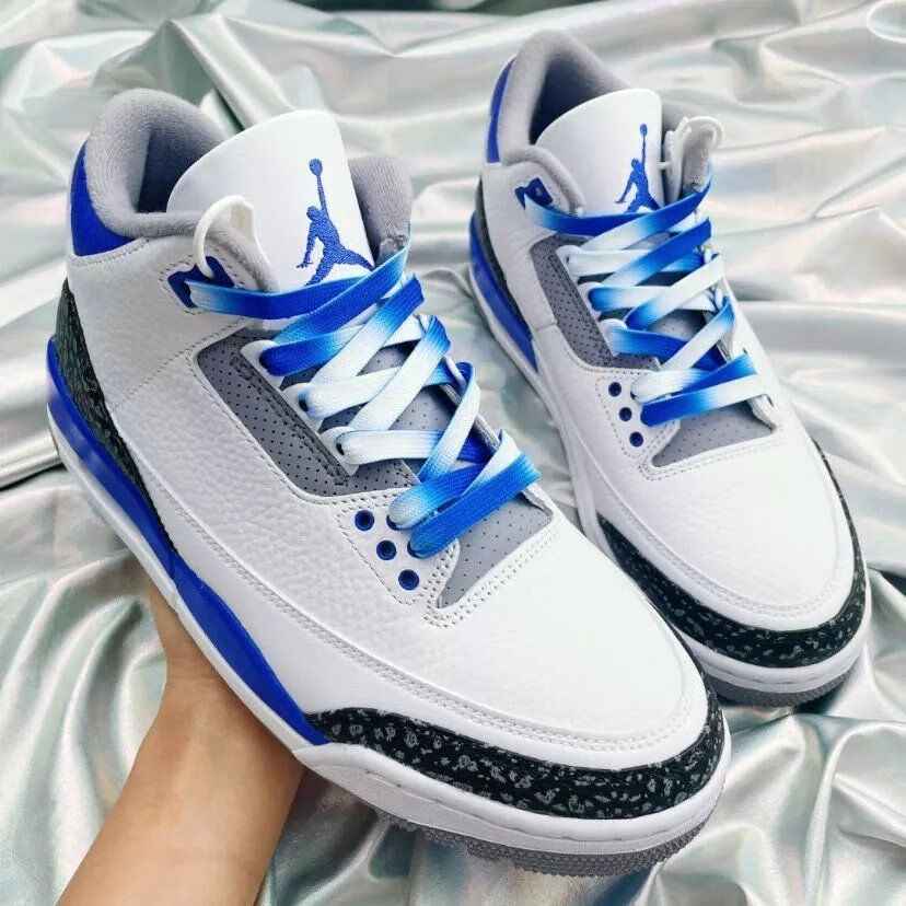 【旗舰官方店】夏季上新 aj3 赛车蓝白蓝爆裂纹 透气休闲百搭学生运动