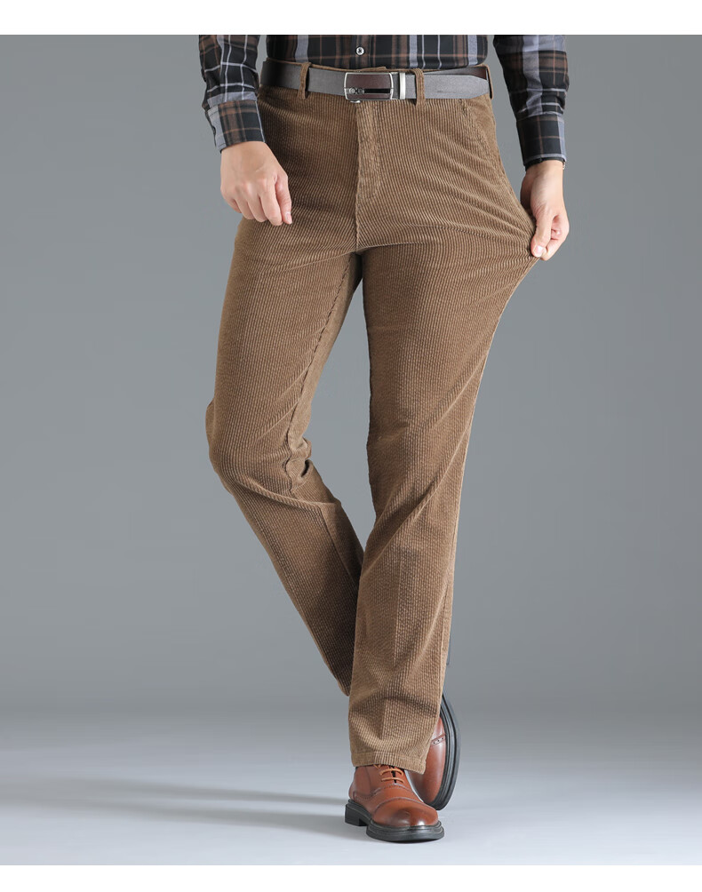 灯草绒 灯心绒裤男裤灯芯绒裤子秋冬爸爸粗条绒中老年加绒休闲裤 宝