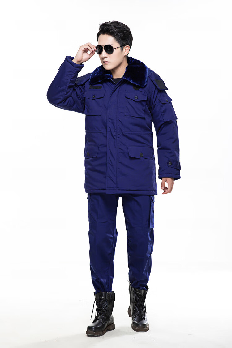 蓝斯丁新式作训大衣防寒服冬季保暖救援加厚防寒大衣保暖蓝色棉大衣