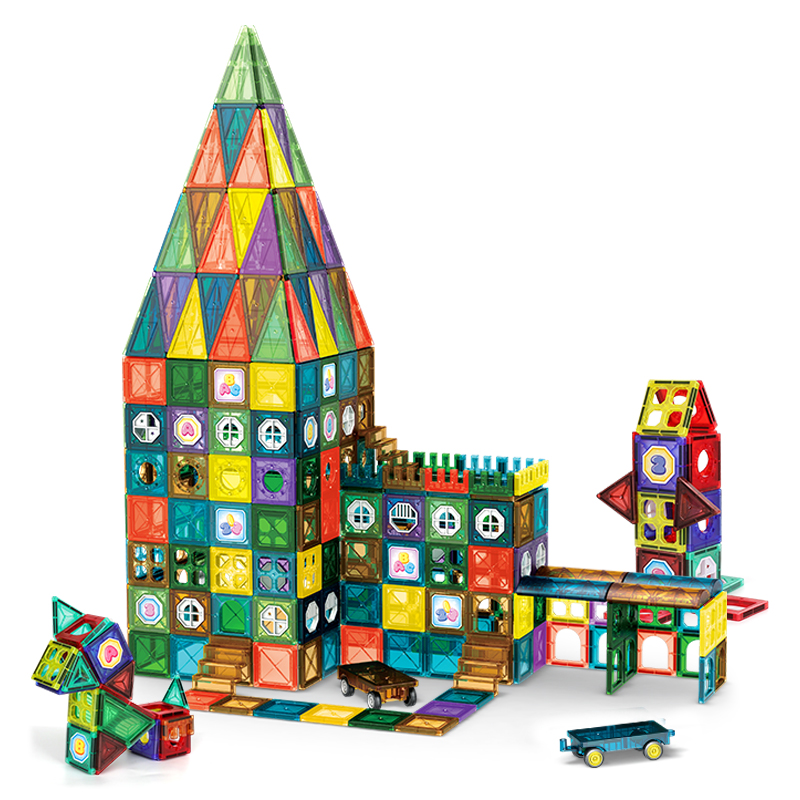 贴强磁铁拼图宝宝玩具 升级版轨道磁力片131pcs(配电动小车)【图片