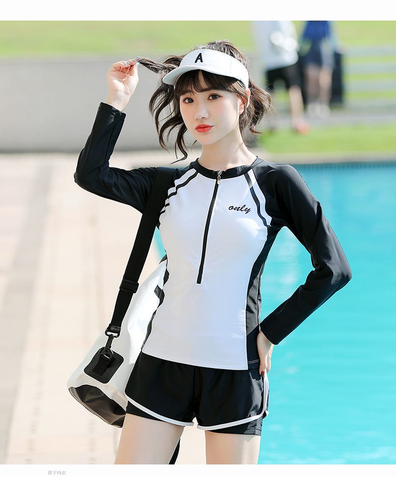 桑琴女生泳衣学生保守ins潮少女孩初高中生中大童运动风分体式平角