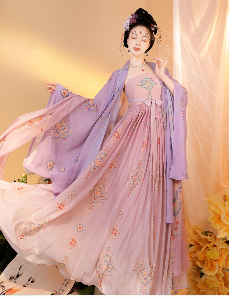 汉服女诃子裙古风广袖流仙裙仙气中国风古装全套日常紫色大袖衫粉色