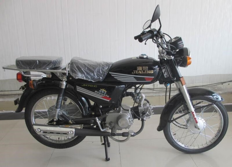 重庆嘉陵70cc摩托车jh70-e节油王复古大油箱国四电喷可上牌 黑色钢丝