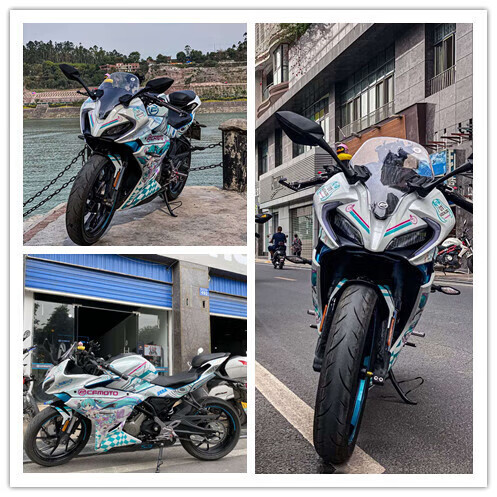 适用于春风250sr贴纸贴花版画全车个性改装拉花防水贴膜保护车漆 蓝粉