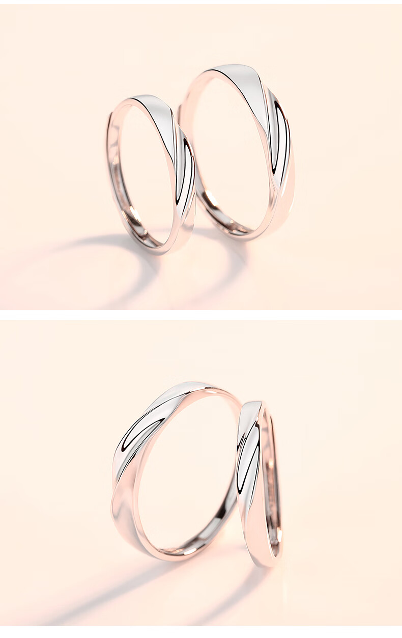 钟久久戒指黄金麻花戒指18k彩金玫瑰金结婚素圈白铂金订求婚男女款