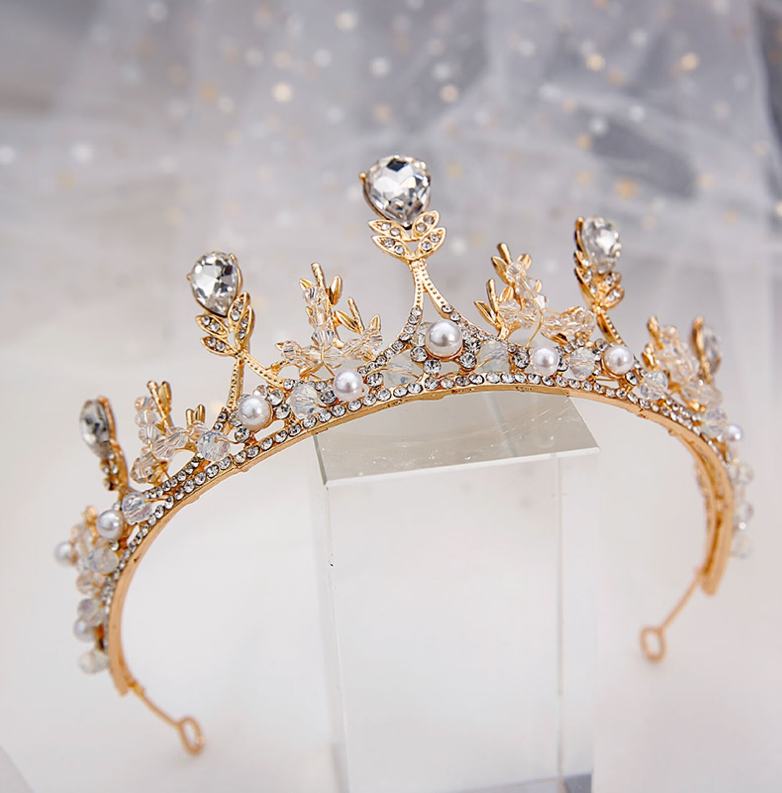 诚德轩新娘皇冠头饰三件套新款韩式婚礼项链白色婚纱配饰品结婚发饰