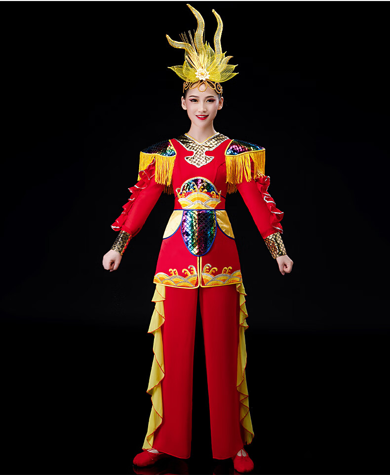 威风锣鼓服装打鼓服演出服中国风腰鼓扭秧歌的衣服大鼓表演服装演出服