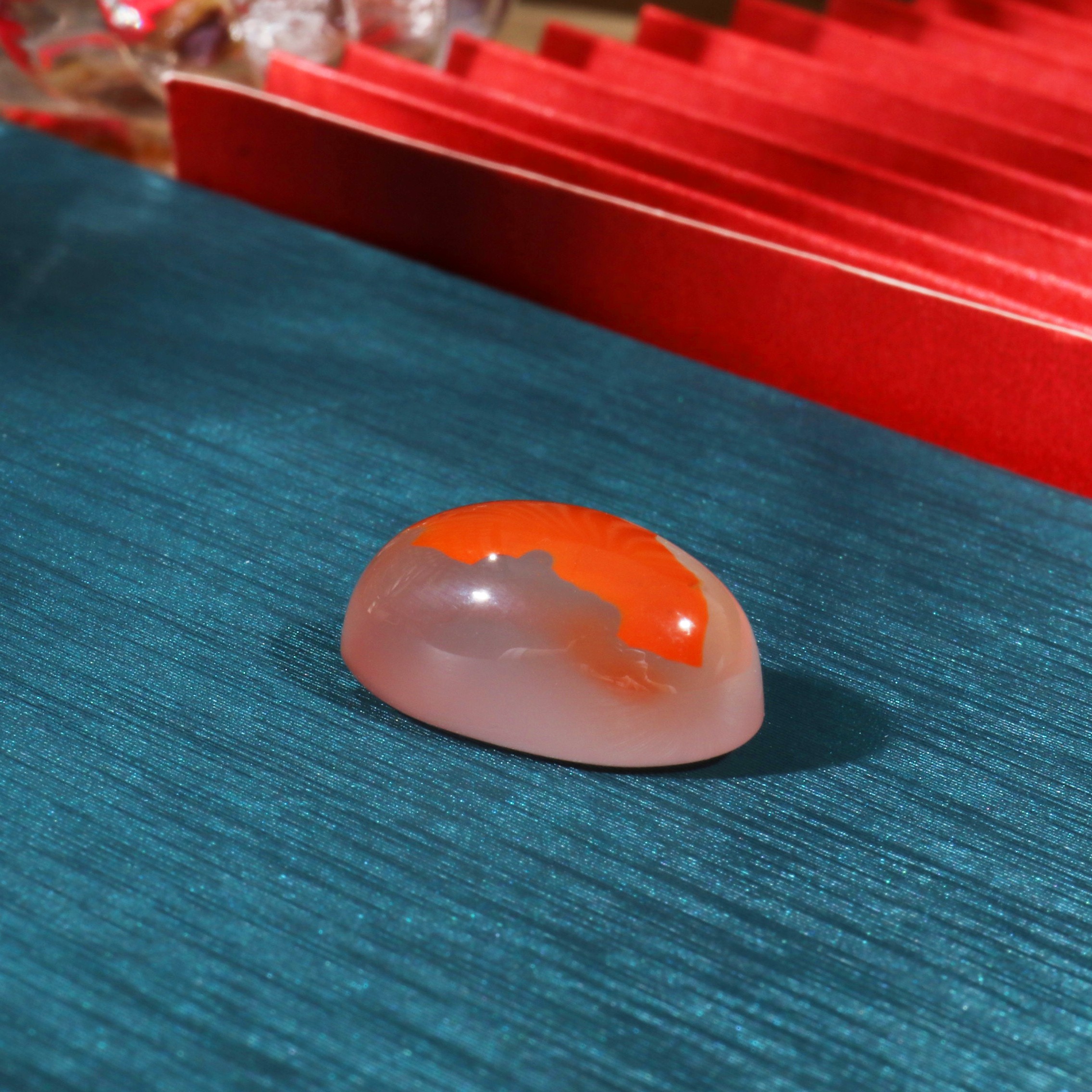 御大师天然川料南红冰飘戒面精品南红戒面飘红戒面收藏级男女款戒蛋面