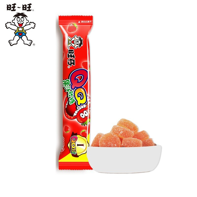 旺仔黑妞qq果汁软糖蓝莓草莓黑莓味办公室休闲糖果零食 草莓味38g*3条