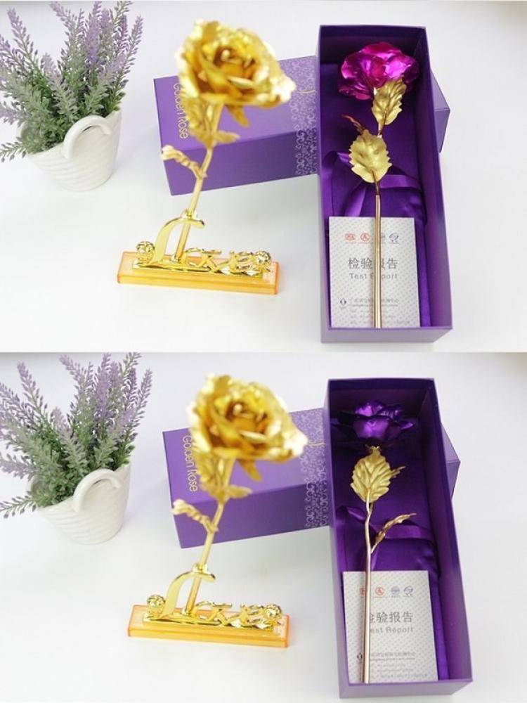金箔玫瑰花束金玫瑰24k金箔玫瑰花铂金玫瑰花束教师节带老师老婆女友