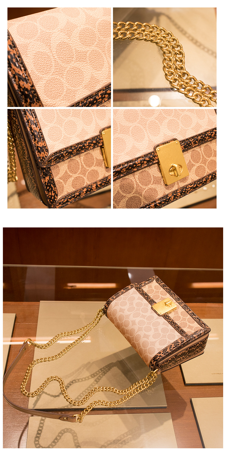 chenkai奢侈品包包女包哈顿包小方包女单肩斜挎链条包拼色hutton包