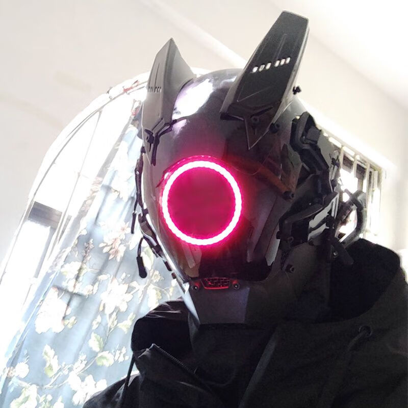 赛博朋克头盔面具发光暗黑摄影街拍cos道具面罩科幻装备表演炫酷闪光