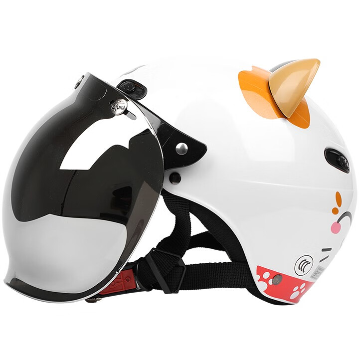 招财招财猫头盔 evo新款招财猫白色哈雷电动摩托车头盔男女安全帽防晒