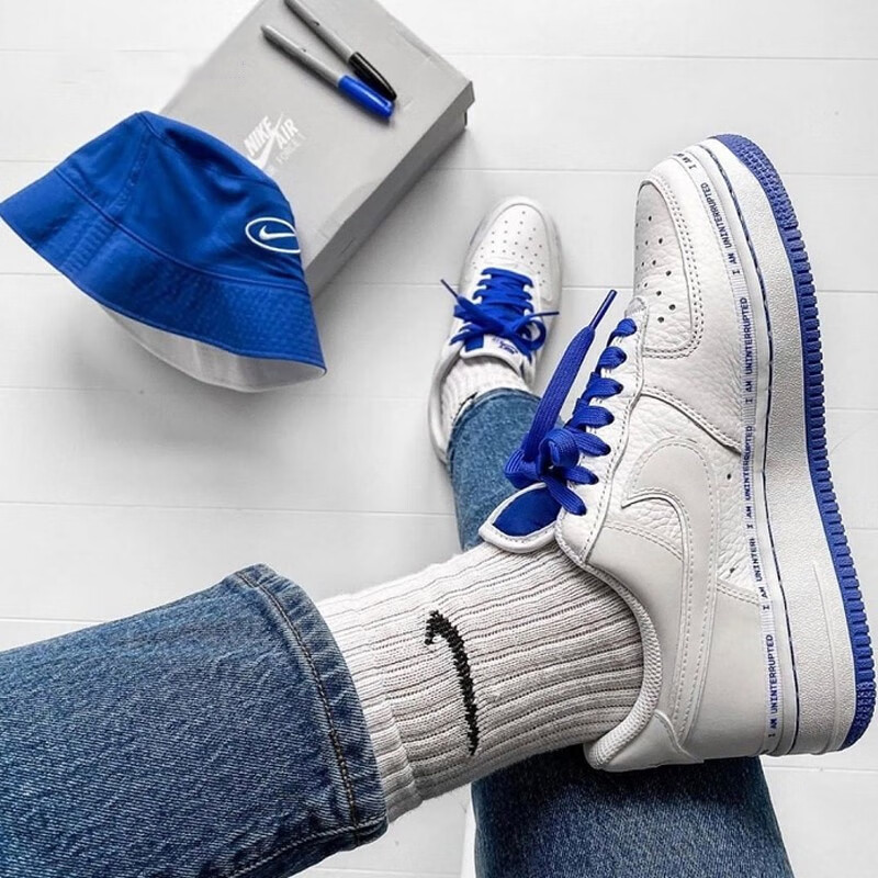耐克nike af1 x uninterrupted af1 白蓝涂鸦 3m cq0494-100 白蓝涂鸦