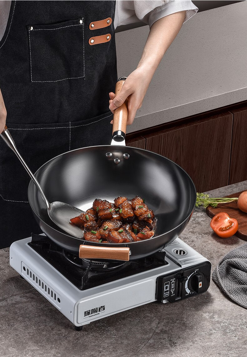 钢盾 华帝铁锅炒锅家用炒菜锅老式燃煤气灶适用电磁炉专用无涂层不粘