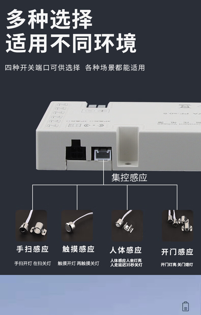 櫥櫃燈專用電源超薄衣櫃燈12v酒展櫃層板燈帶總控感應杜邦開關變壓器