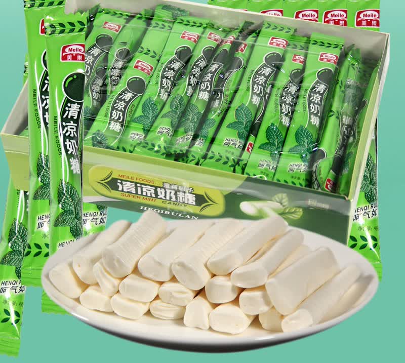 美乐清凉奶糖老式薄荷味奶糖盒装8090童年怀旧儿时校园休闲小零食