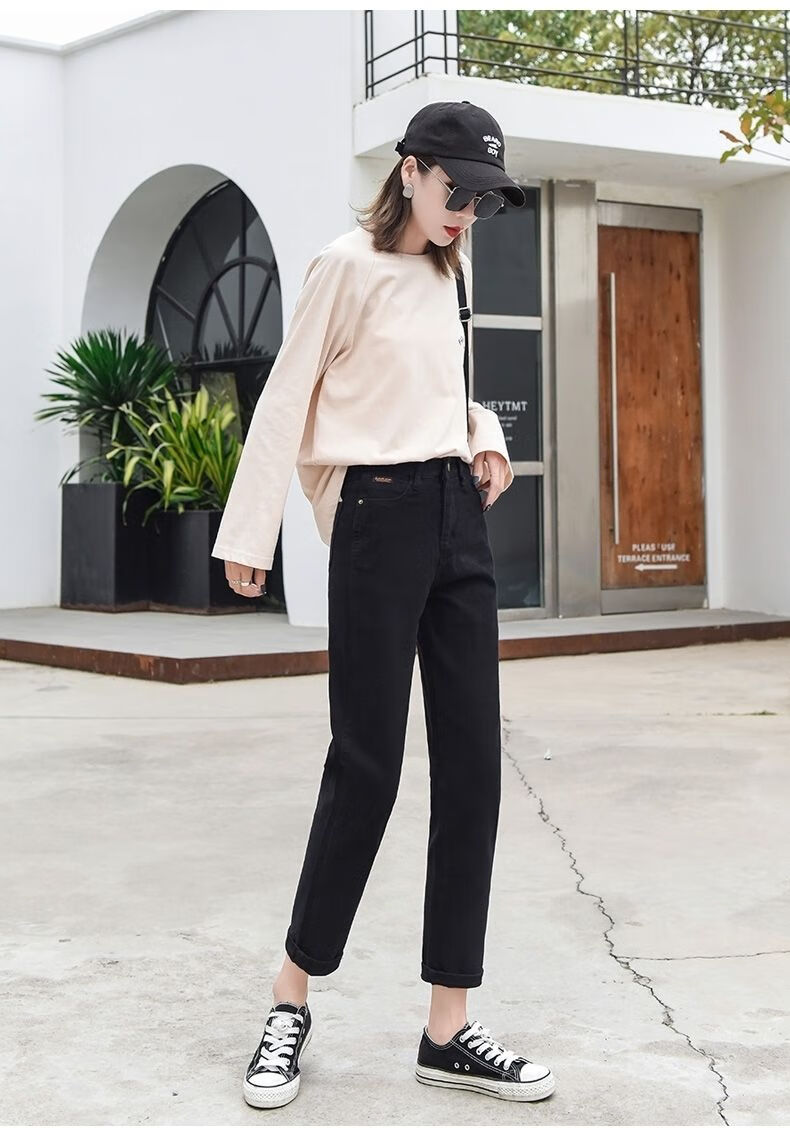 女装新款高腰牛仔裤女弹力春夏季2021新款卡其色烟管裤子显瘦休闲女