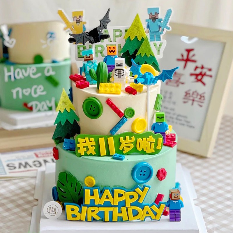 百世今生乐高幻影忍者积木我的世界生日蛋糕同城配送儿童蛋糕送男孩女