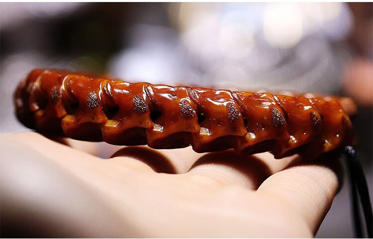 鹿朵老蛇骨链佛珠手串复古民族风文玩蛇骨手链16mm包浆老蛇骨