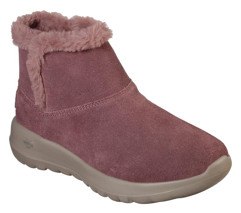 skechers斯凯奇雪地靴女鞋冬靴短筒靴加绒保暖新款15501mauve65