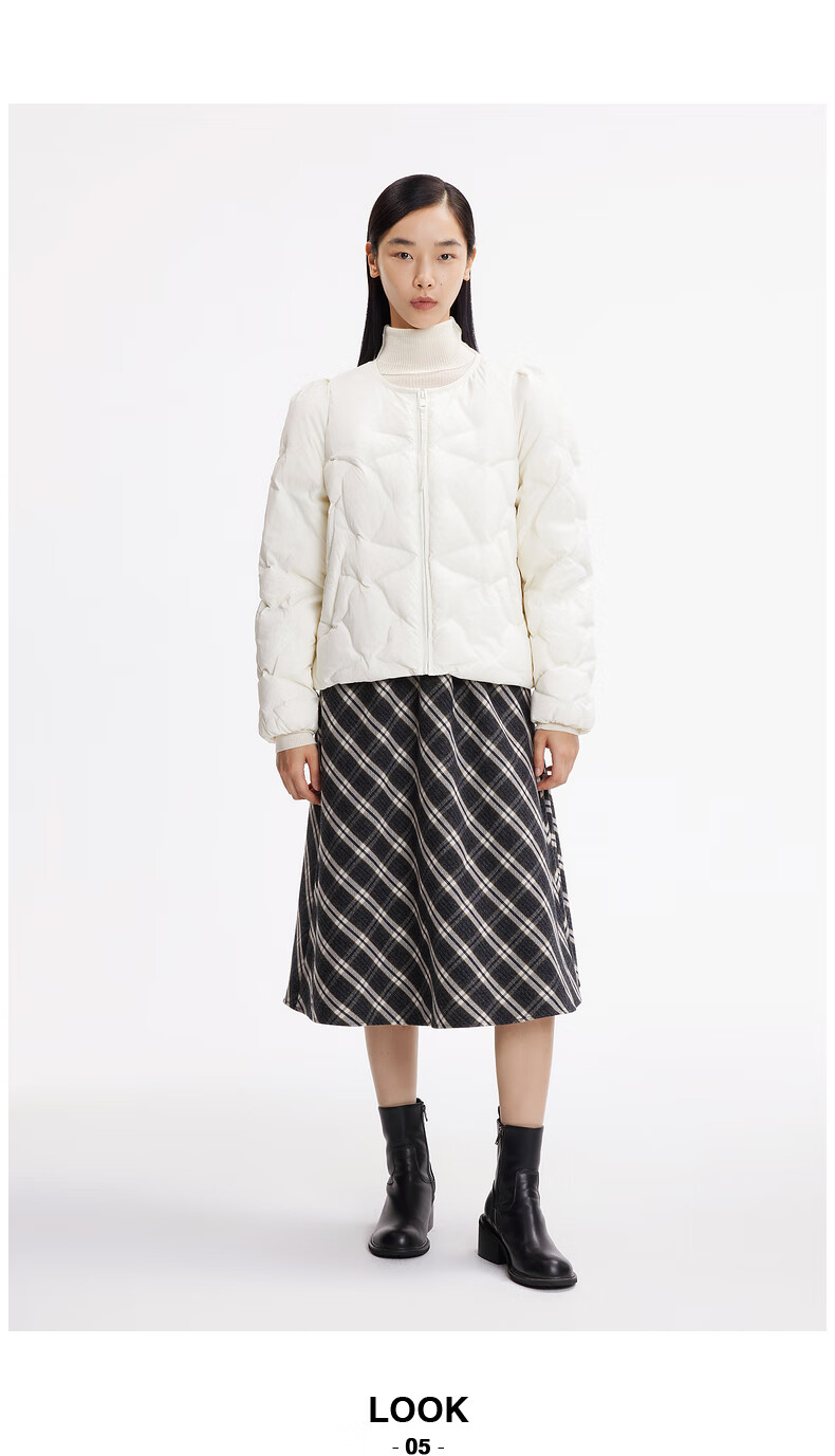 甜酷简约气质宽松高级休闲百搭短款圆领羽绒服女ddp4rd4950 w40月珀色