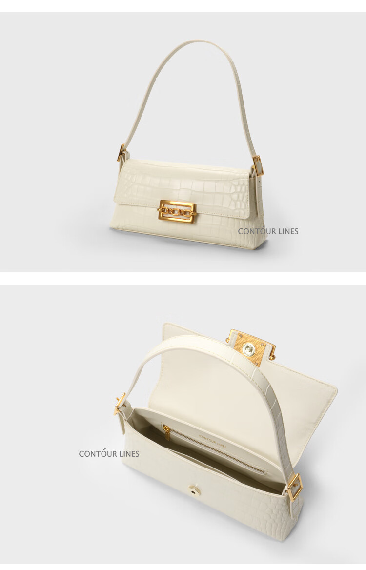 古黎女包图尔花园contourlines【法棍包】法式高级感白色腋下包真皮