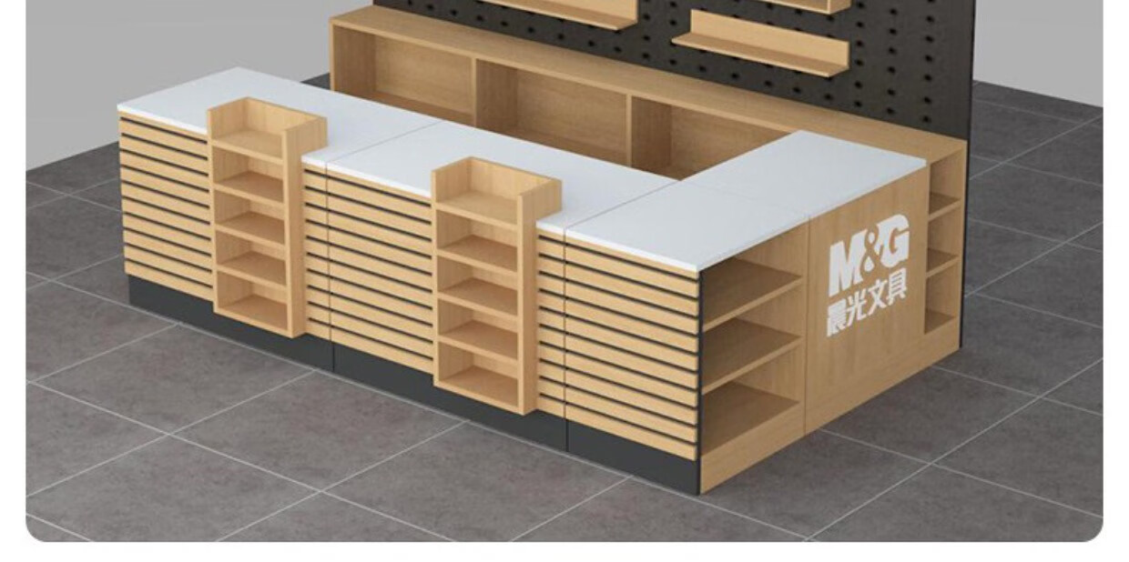 晨光货架书店文具店文体用品店简约现代小型多功能木质转角收银台 靠