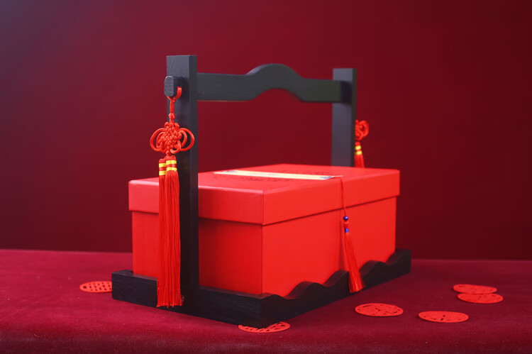 彩礼盒提亲下聘礼彩礼盒子婚礼用品结婚伴手礼盒陪嫁订婚装礼金10万