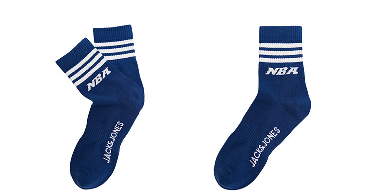 杰克琼斯秋季男士nba联名nbalogo图案装饰运动长袜22231q006 白色 26