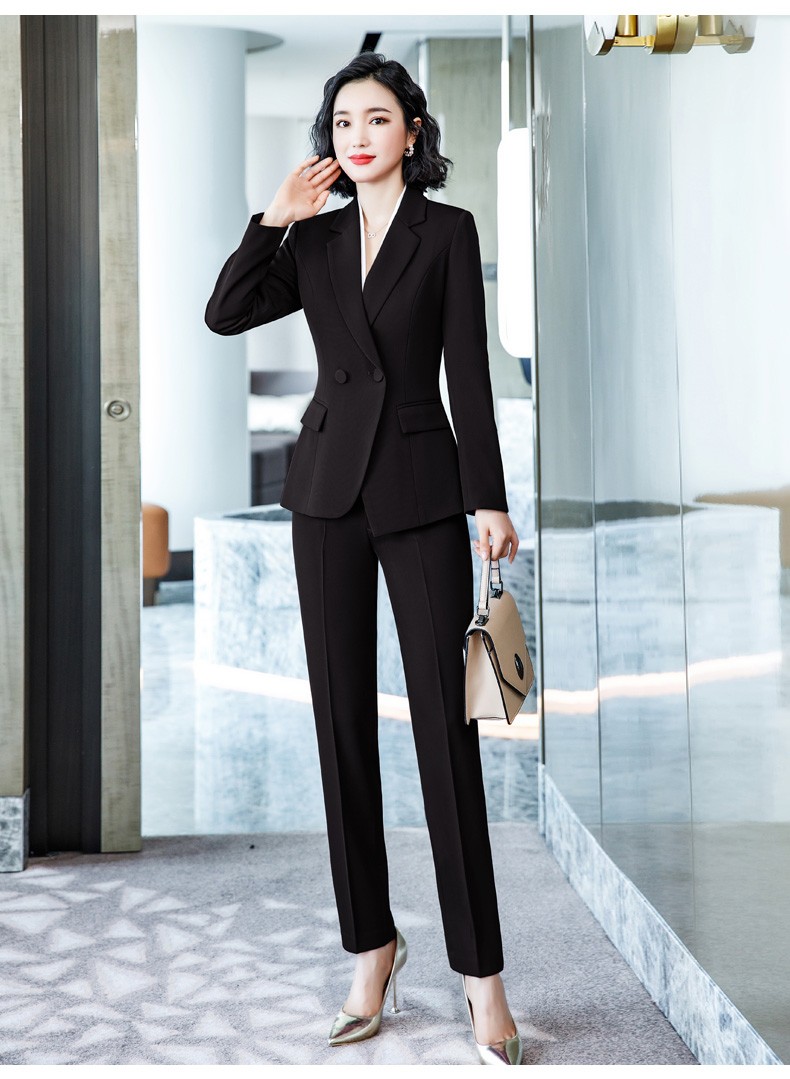 安依莲职业装女装套装2021秋冬季商务韩版小西装两件套工作服气质时尚