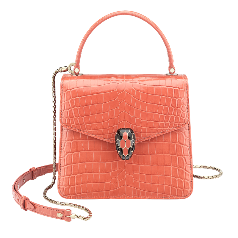 bvlgari 宝格丽 女手提包翻盖包 可调节和可拆卸肩带闪亮鳄鱼皮286932