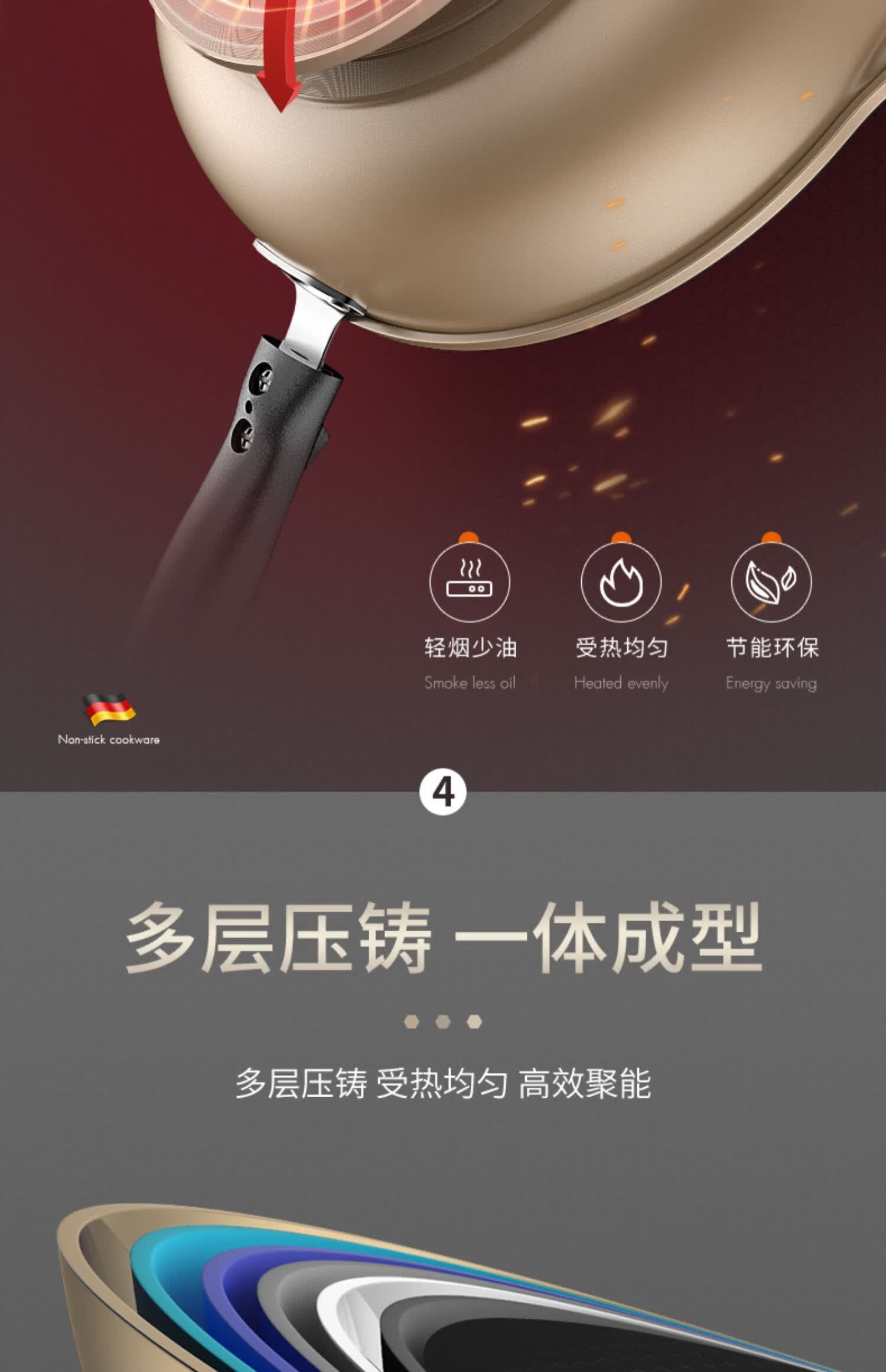 特百惠(tupperware) 蜂窝不粘锅炒锅家用炒菜锅不沾锅具电磁炉专用