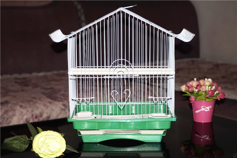 hkml*虎皮牡丹鹦鹉鸟笼文鸟珍珠鸟笼子小号通用鸟笼宠物用品 白色