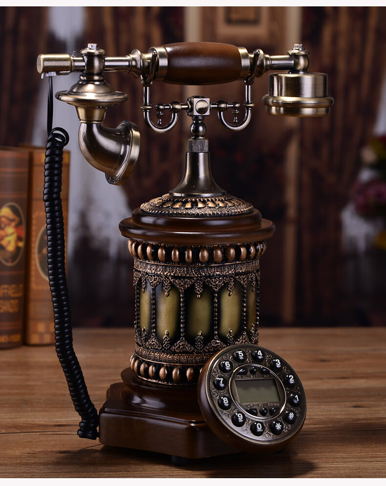 古琛guchen欧式实木复古电话机老式电话古典创意商务办公家用固定座机