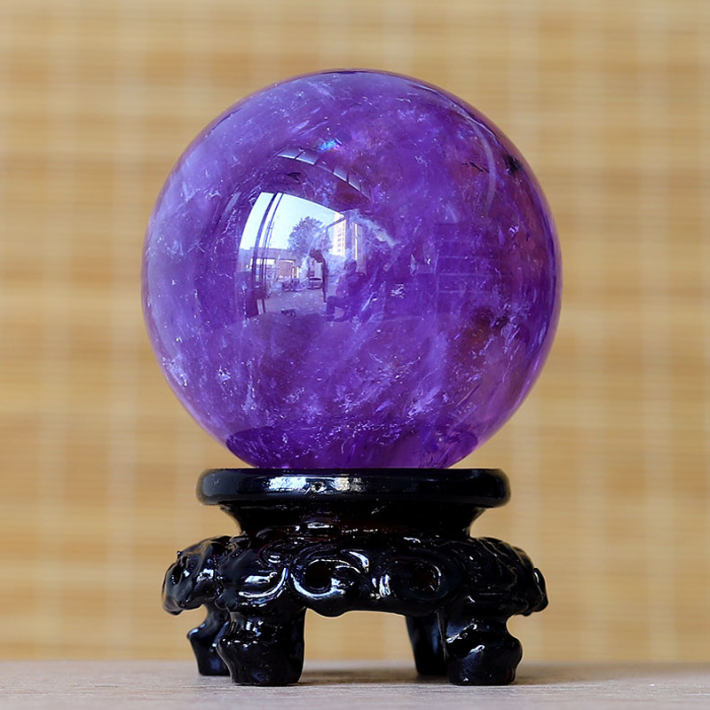 天然紫水晶球摆件 原石打磨居家办公客厅水晶装饰 礼品小球 11号