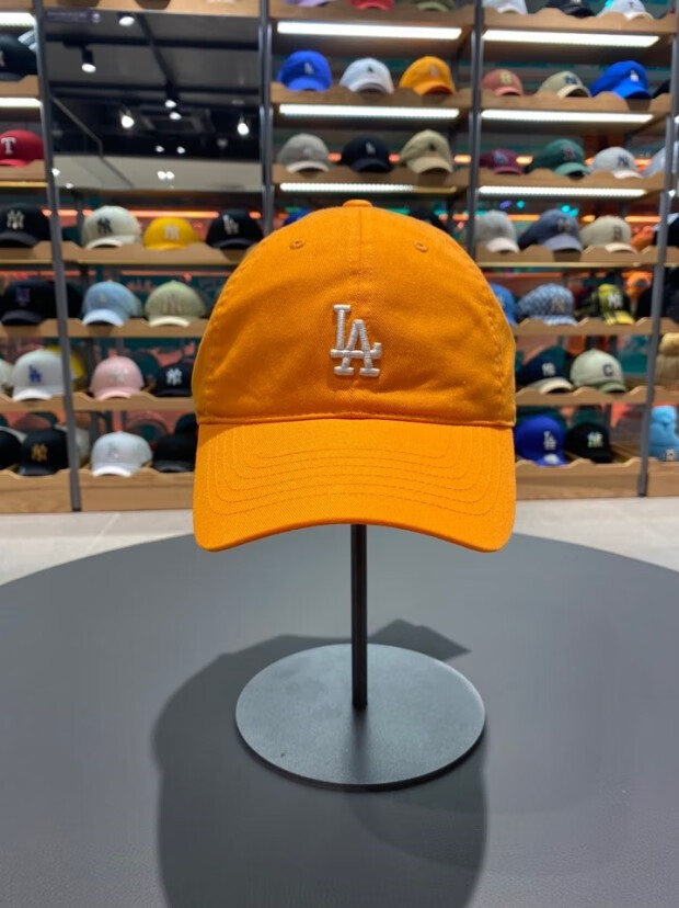 韩国mlb棒球帽小标男女可调节鸭舌帽子ny洋基队la弯檐帽 酒红小标p