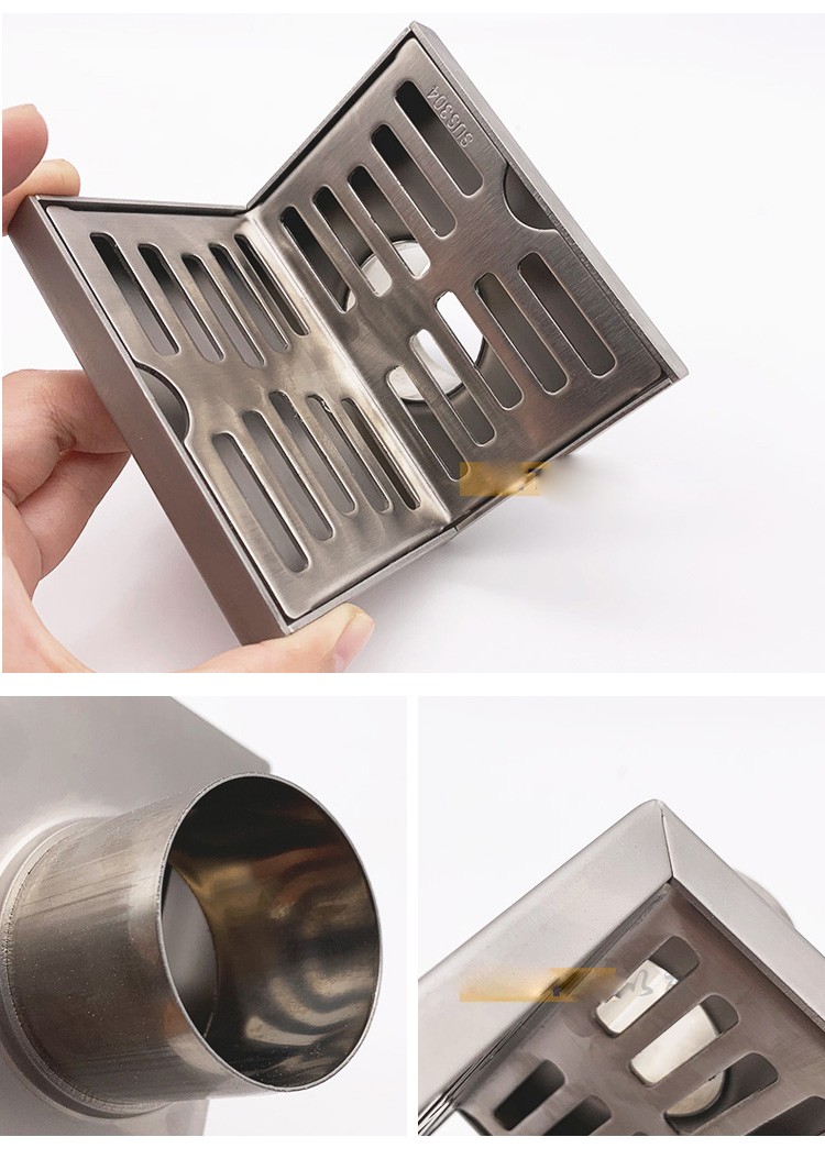 科帕滋304不锈钢l型同层侧排地漏阳台墙插式地漏墙壁墙面侧排水地漏lt