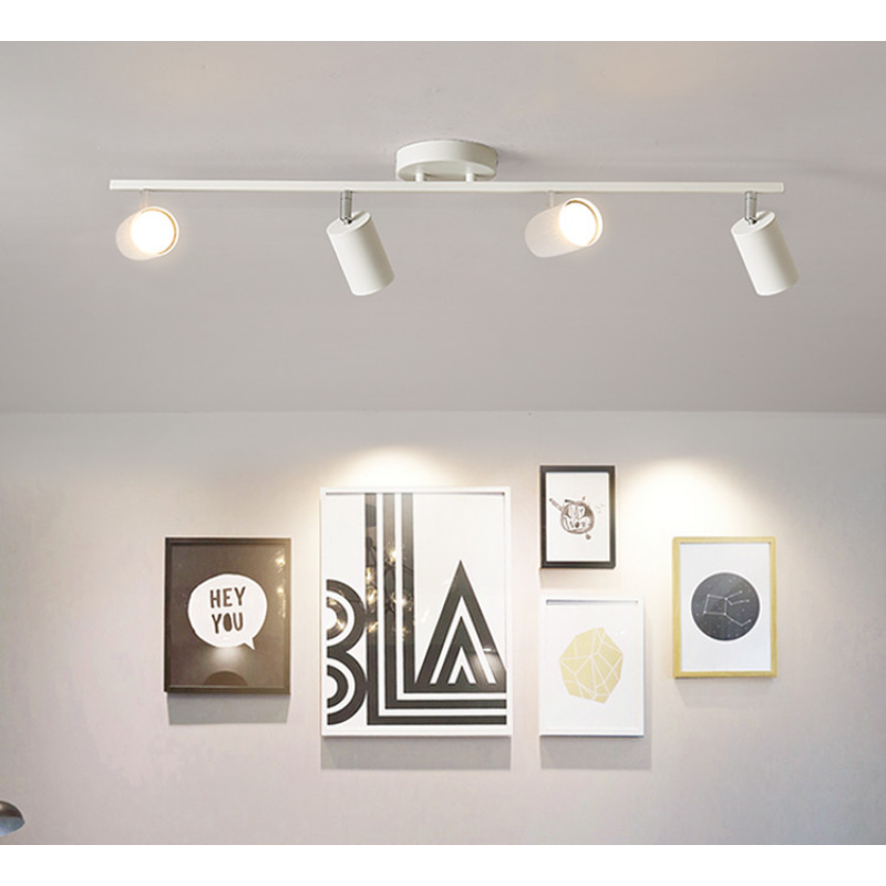 led天花灯家用明装筒灯客厅背景墙壁衣帽间小射灯3头白色吸顶款暖光