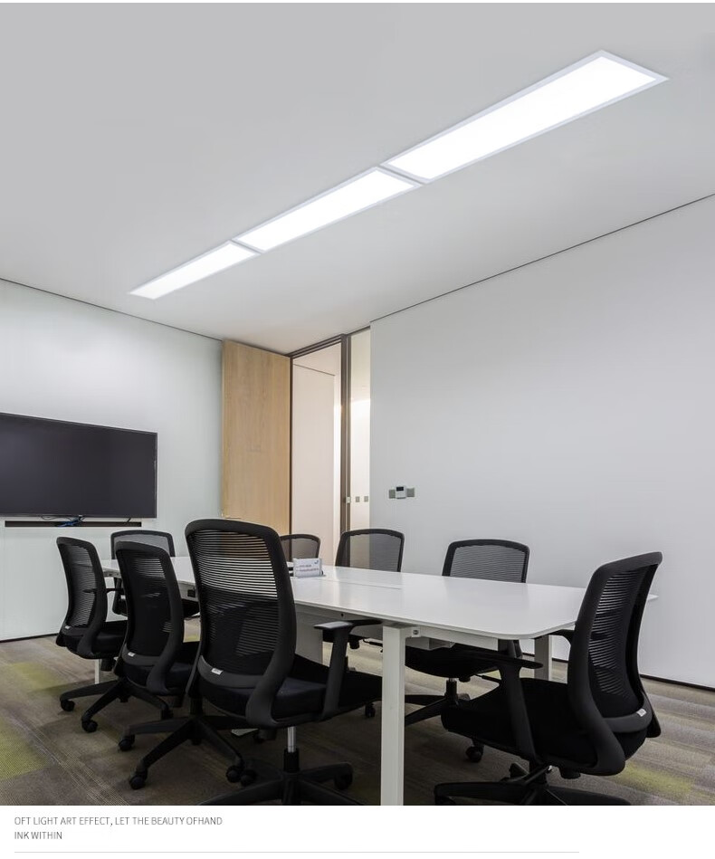 京弹簧嵌入式长条灯现代简约办公室写字楼会议室吊顶灯过道车库走廊暗