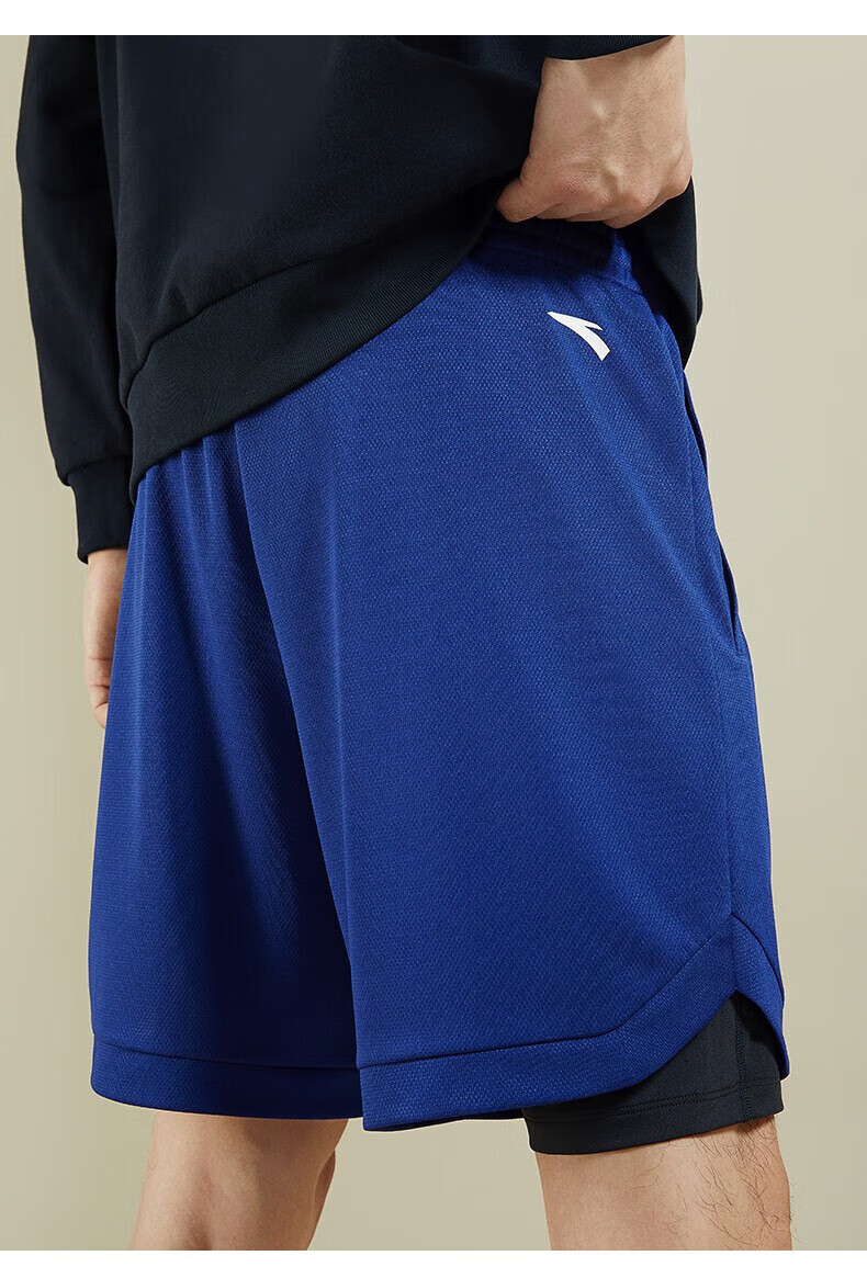 安踏(anta) 男裤运动裤男子2022年秋季假两件双层速干防走光马拉松