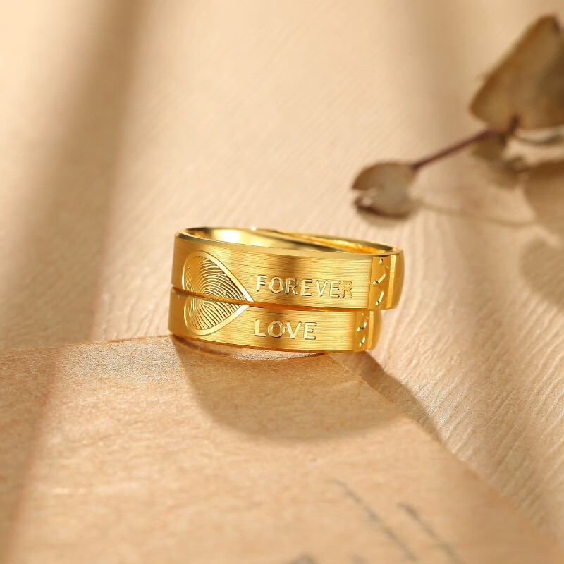 潮宏基 同心 黄金戒指足金戒指情侣对戒结婚求婚素戒活口时尚素圈婚戒