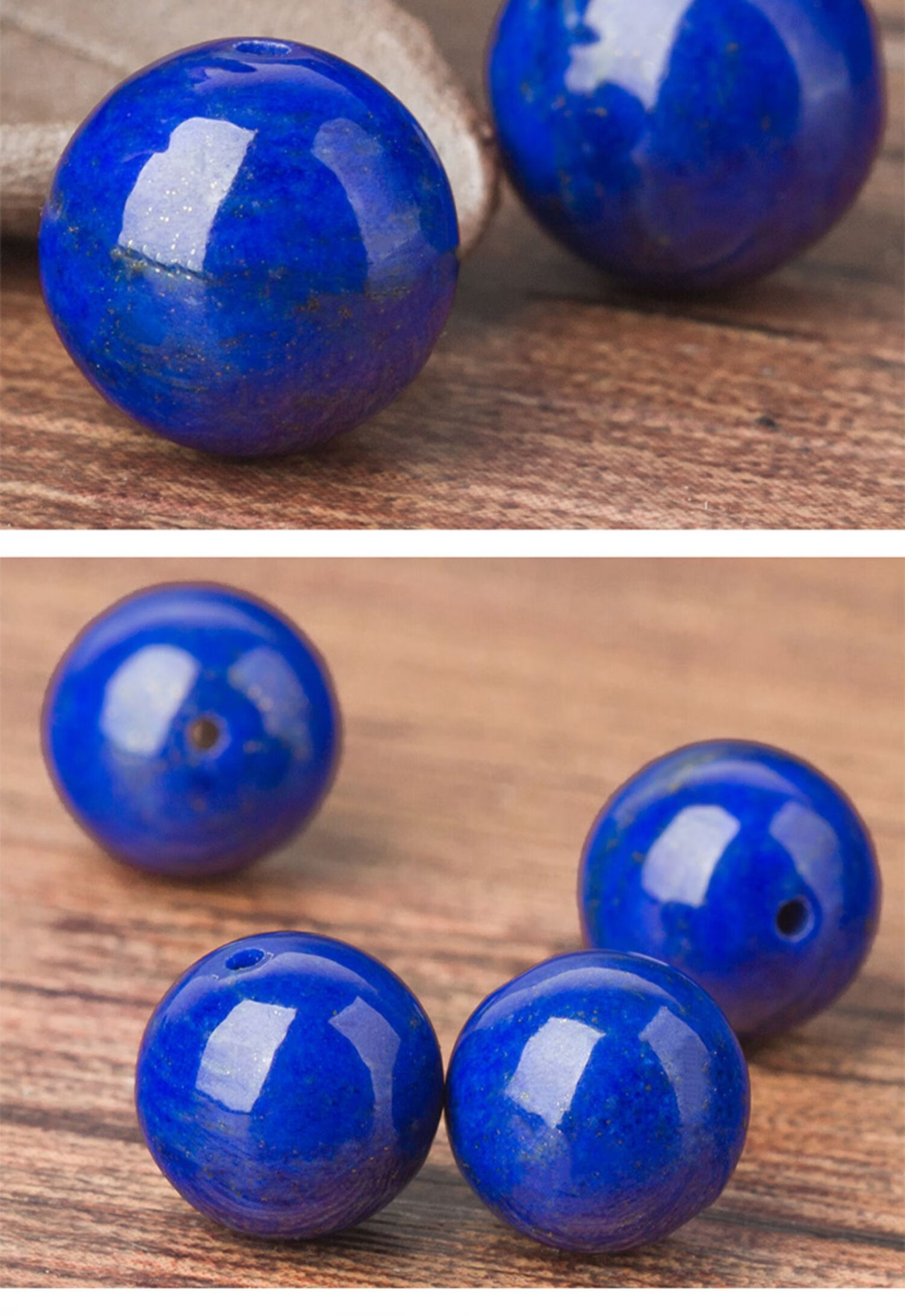 韩莹 天然帝王级青金石散珠 圆珠子手链隔珠手串 佛珠金刚饰品套餐无