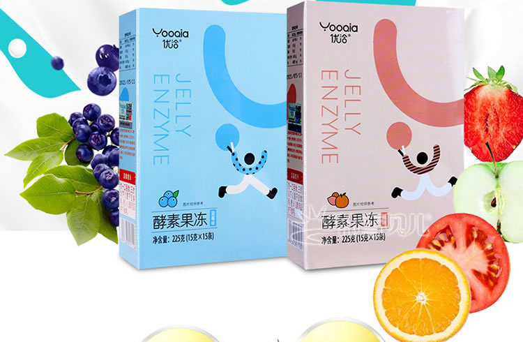买2发4盒优洽酵素果冻15g15袋盒酵素果冻蓝莓味2盒2盒本品1包脆枣1个
