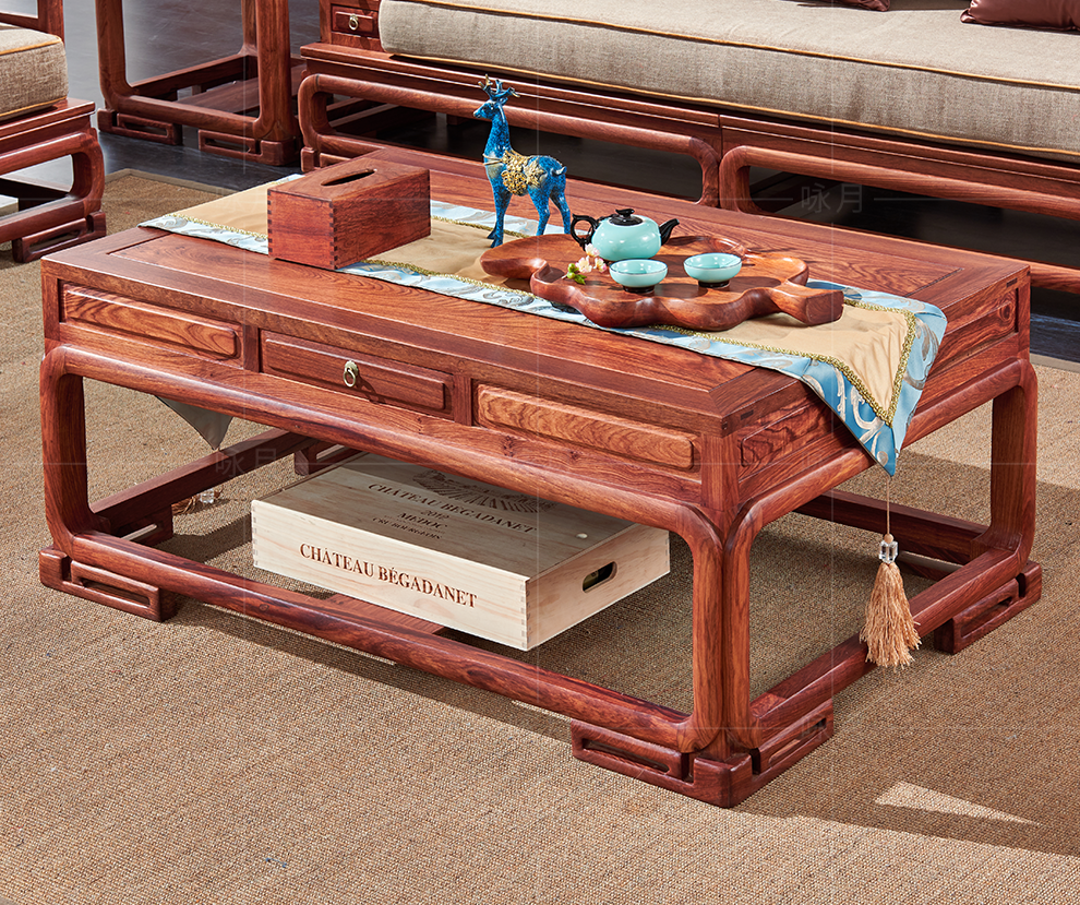 咏月 红木家具非洲花梨(学名:刺猬紫檀)沙发 实木沙发 新中式沙发客厅