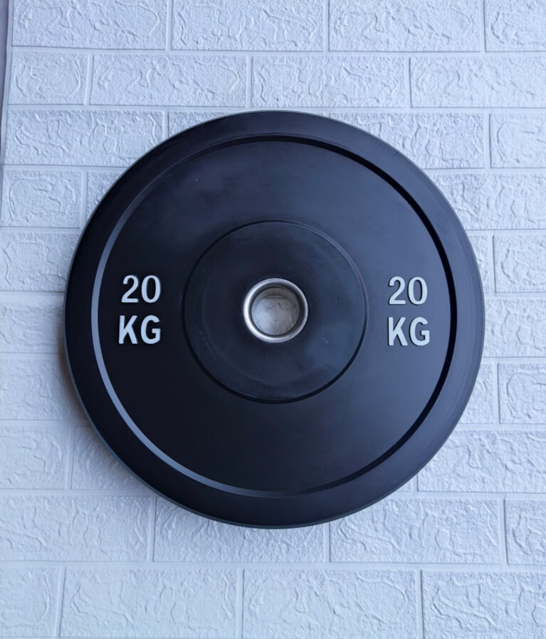 霓梦琳举重全胶杠铃片黑色大孔奥杆橡胶力量举健身环保公斤杠杆 黑色