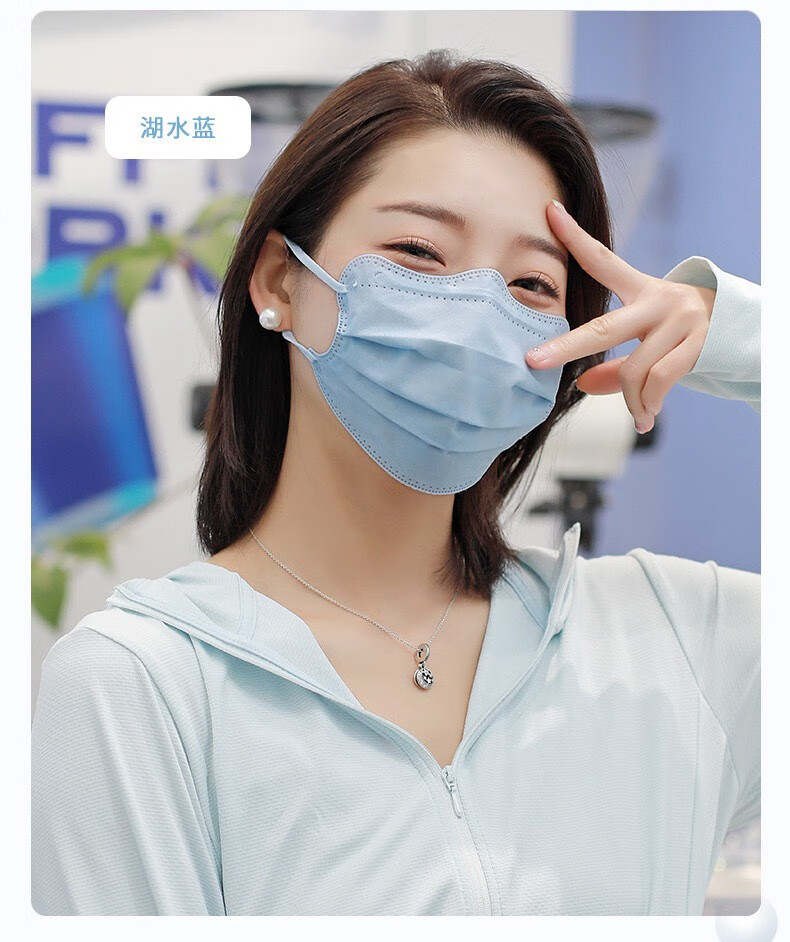 誓哲 新款蝶形莫兰迪色口罩高颜值成人女透气护眼角防护防尘不勒耳网