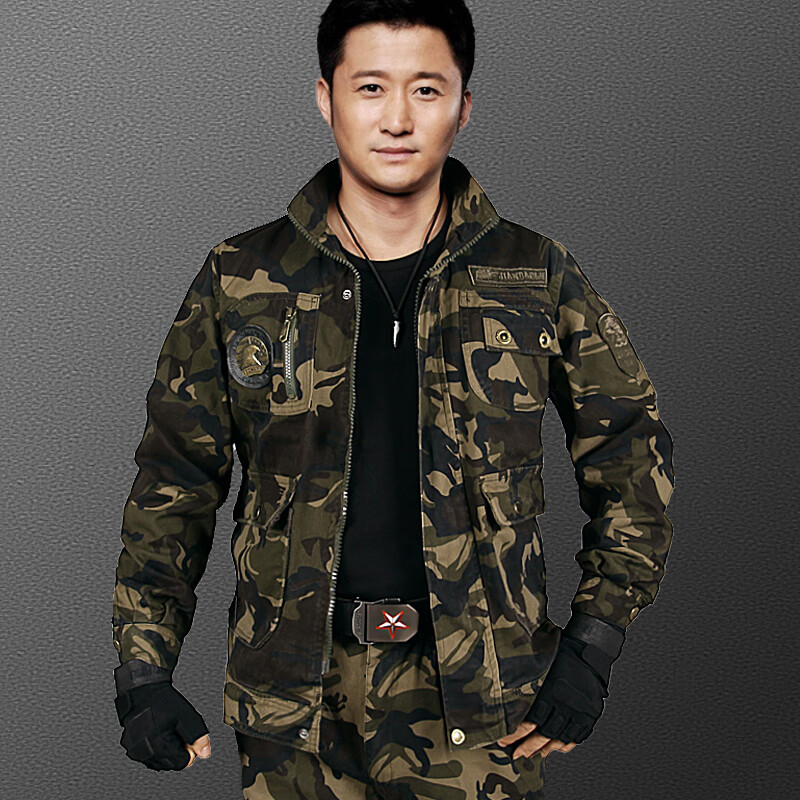 耐磨工作服电焊工防烫加厚春秋款工地迷彩服服劳保服 轻奢 军绿套装