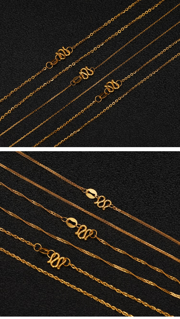 老凤·祥款5g黄金项链999足金素链o字链肖邦链十字链水波链麻绳链女