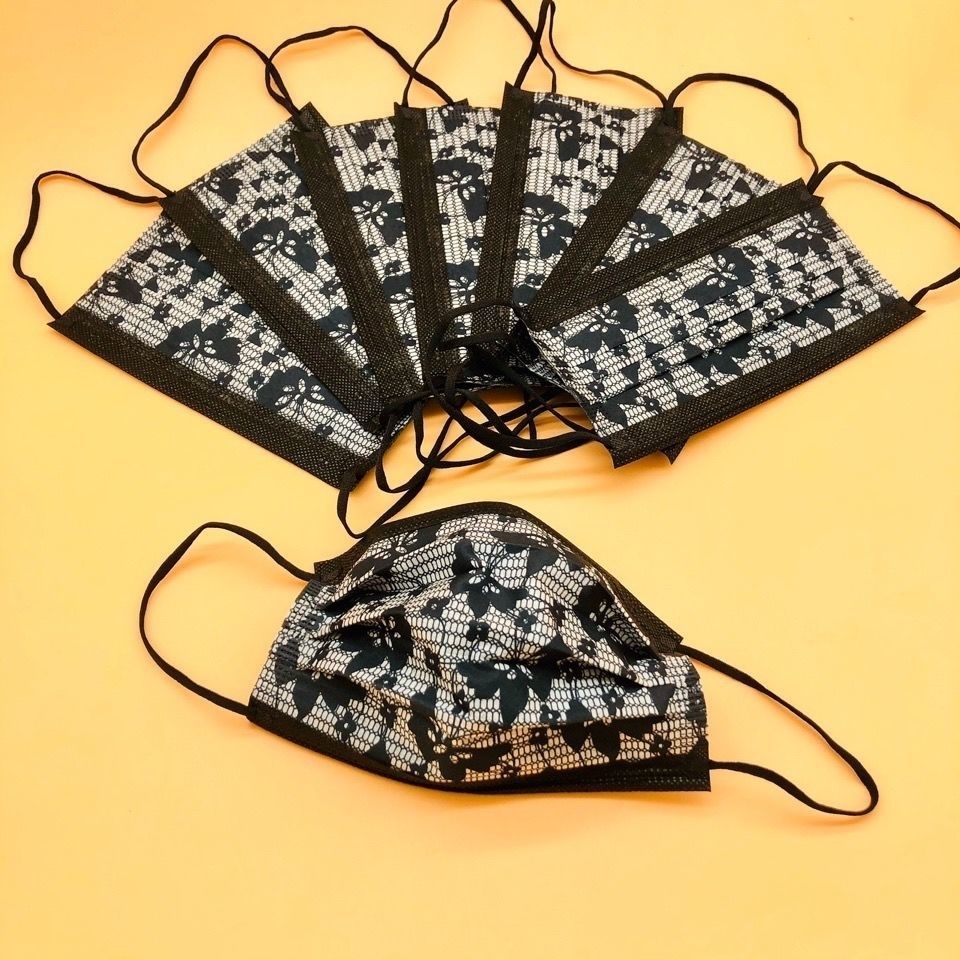 新品口罩蕾丝口罩漂亮蕾丝蝴蝶女神成人印花口罩三层熔喷水刺布蝴蝶
